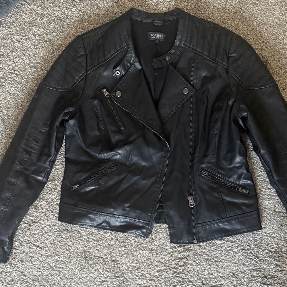 Topshop Black Biker Leather Jacket